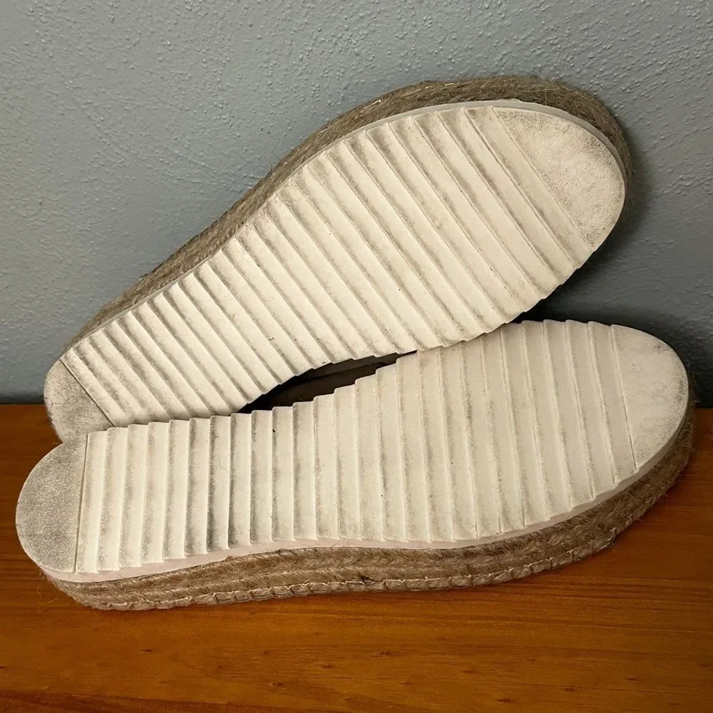 Madden Girl - Jonesy Womens Buckle Espadrille Flatform Sandals Taupe Size 7.5